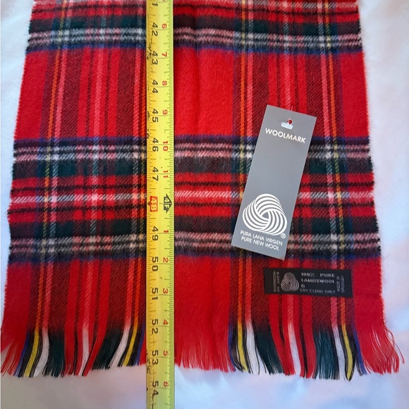 Pure Lambs Wool Vibrant Red Plaid Scarf - Picture 8 of 8